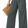 61nVxXmA3KL._AC_SL1500 JASAMBAC Women's Capri Linen Wide Leg Pants Summer Boho Wide Leg Pants Smocked High-Rise Waist Casual Beach Pants with Pocket