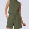 Women's Summer 2 Piece Outfits Mock Neck Tank Top High Waisted Shorts Lounge Sets 2024 Fashion Tracksuit