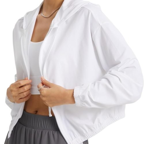Women's UPF 50+ UV Sun Protection Cropped Jackets Athletic Running Workout Shirts Zip Up Hoodie Outdoor Jackets