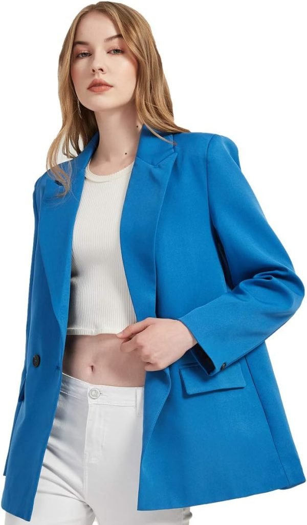 Women's Casual Long Sleeve Lapel Oversized Button Work Office Blazer Suit Jacket
