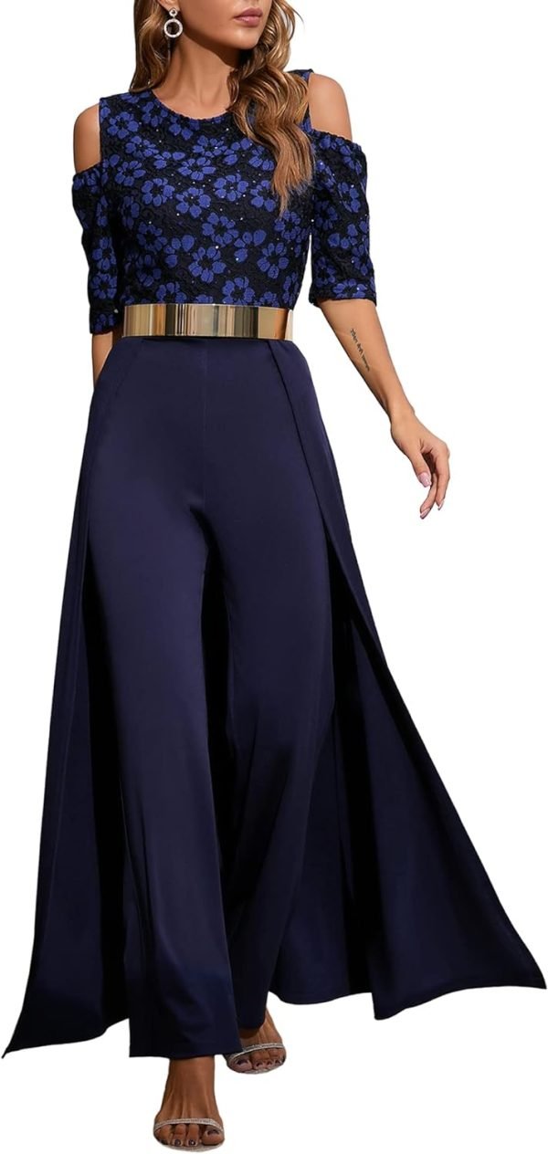 61u4MAKNPCL._AC_SL1500 Patchwork Overlay Embellished Plain Women's Jumpsuit High-Waist Woman Romper