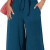 Women's Summer 2 Piece Outfits 2024 Cap Sleeve V Neck Belted Crop Tops Wide Leg Pant Sets Casual Tracksuit