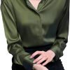 61wAV4MQwUL._AC_SL1500 Women's Satin Blouse Fashion Long Sleeve Satin Silk Shirt Work Office Top Casual Shirt