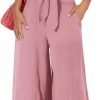 Women's Summer 2 Piece Outfits 2024 Cap Sleeve V Neck Belted Crop Tops Wide Leg Pant Sets Casual Tracksuit