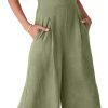 ANRABESS Women's Summer Wide Leg Linen Jumpsuits Dressy V Neck Sleeveless Casual Pants Rompers 2024 Vacation Beach Outfits