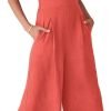 ANRABESS Women's Summer Wide Leg Linen Jumpsuits Dressy V Neck Sleeveless Casual Pants Rompers 2024 Vacation Beach Outfits
