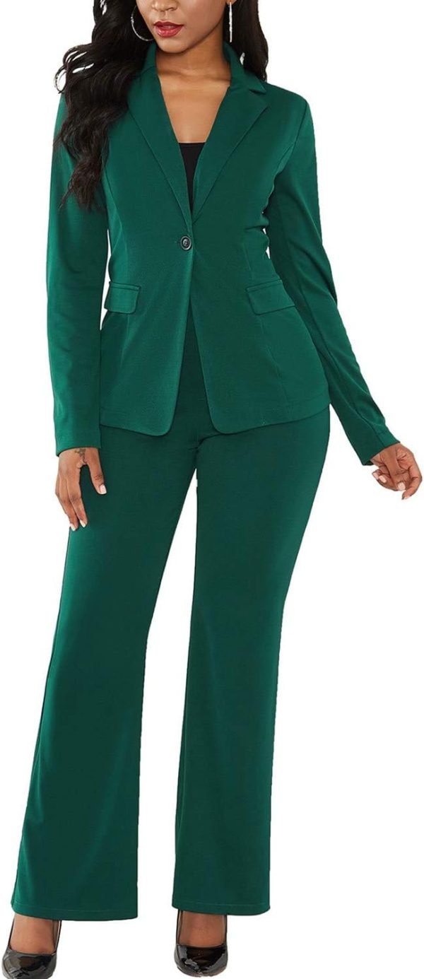 Womens Two Piece Blazer Outfits Long Sleeve Slim Fit Jacket with Long Pants Suit Set for Work