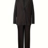 Elegant Office Solid Color Pants, Single Breasted Lapel Blazer & Straight Leg Loose Simple Pants, Women's Clothing