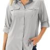 710GdQ_BHhL._AC_SL1500 Women's UPF 50 Long Sleeve UV Sun Protection Safari Shirts Outdoor Quick Dry Fishing Hiking Travel Shirts