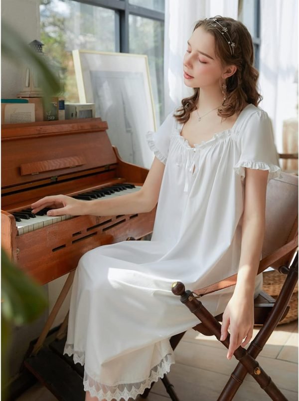 Women's  Nightgowns Sleepshirts Lace Ruffle Princess Nightdress