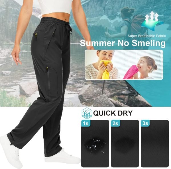 Womens Hiking Pants Quick Dry UPF 50 Travel Golf Pants Lightweight Camping Work Cargo Pants Zipper Pockets