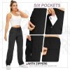 Womens Hiking Pants Quick Dry UPF 50 Travel Golf Pants Lightweight Camping Work Cargo Pants Zipper Pockets