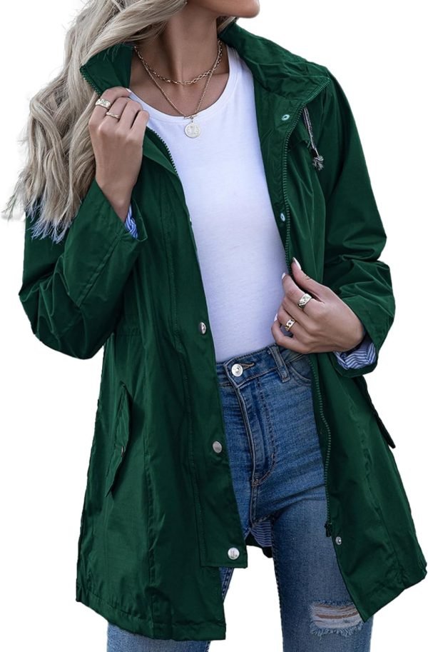 719NxJZKGeL._AC_SL1500 Rain Jacket Women Striped Lined Hooded Lightweight Raincoat Outdoor Waterproof Windbreaker