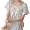 Women's Cotton Nightgowns Vintage Lightweight Gown Sets Short Sleeve Princess Nightdress