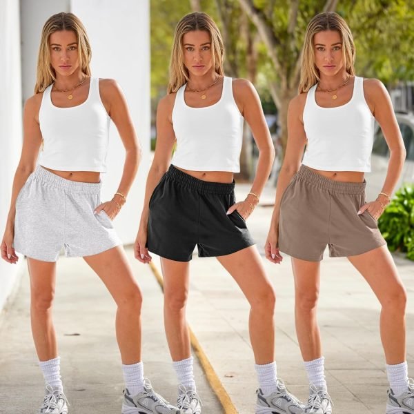 3 Pack Womens Sweat Shorts Casual Lounge Cotton Shorts Trendy Summer Running High Waisted Athletic Shorts