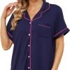 Womens Pajama Sets Short Sleeve Sleepwear Soft Button Down Nightwear Lounge Pj Set XS-XXL