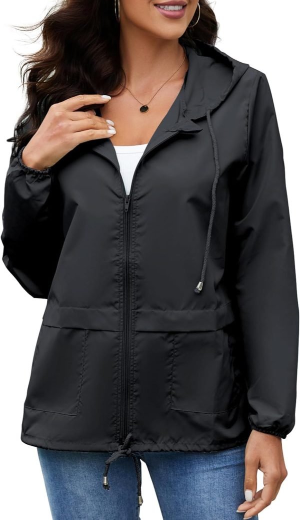 Women's Raincoats Windbreaker Rain Jacket Waterproof Lightweight Outdoor Hooded Trench Coats S-XXL