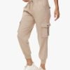 Women's Cargo Hiking Pants Quick Dry Lightweight Elastic Waist Button Pockets Joggers Athletic Sweatpants Travel Casual