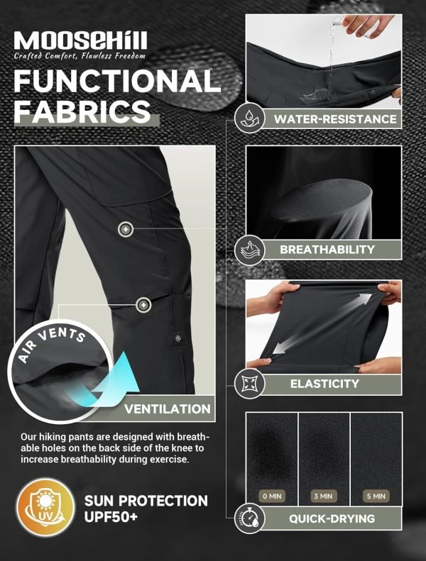 71Nh4F3WBlL._AC_SL1500 Women's Hiking Cargo Pants Quick Dry Water-Resistance High Waist Pants for Work Travel Outdoor and Casual