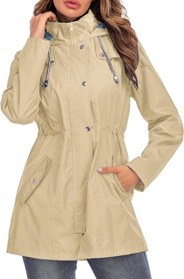 71PMmIFrFeL._AC_SL1500 Rain Jacket Women Striped Lined Hooded Lightweight Raincoat Outdoor Waterproof Windbreaker