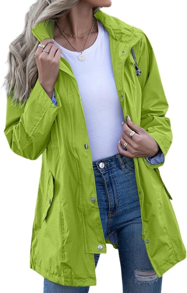 71Te5Op2UbL._AC_SL1500 Rain Jacket Women Striped Lined Hooded Lightweight Raincoat Outdoor Waterproof Windbreaker