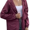 Women's Raincoats Windbreaker Rain Jacket Waterproof Lightweight Outdoor Hooded Trench Coats S-XXL