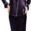 71aXxU3fq8L._AC_SL1500 Women's Satin Pajamas Set Long Sleeve Button Down Shirt With Long Pant Sleepwear