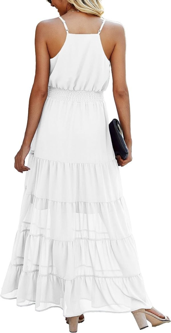 Womens Summer Spaghetti Strap Sleeveless High Waist Beach Long Maxi Sun Dress