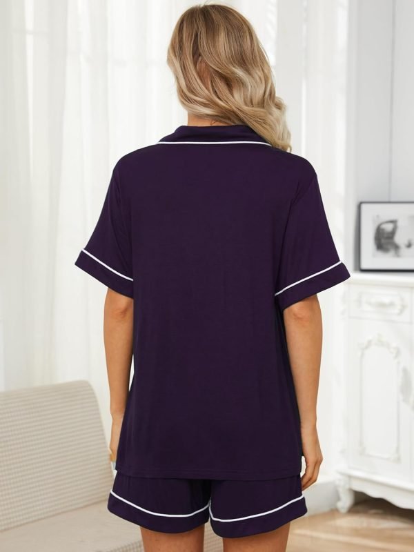 Womens Pajama Sets Short Sleeve Sleepwear Soft Button Down Nightwear Lounge Pj Set XS-XXL