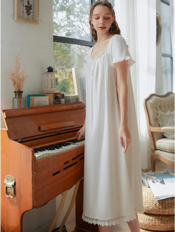 Women's  Nightgowns Sleepshirts Lace Ruffle Princess Nightdress