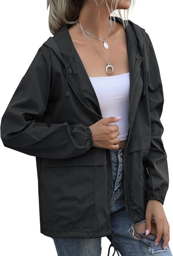 Women's Raincoats Windbreaker Rain Jacket Waterproof Lightweight Outdoor Hooded Trench Coats S-XXL