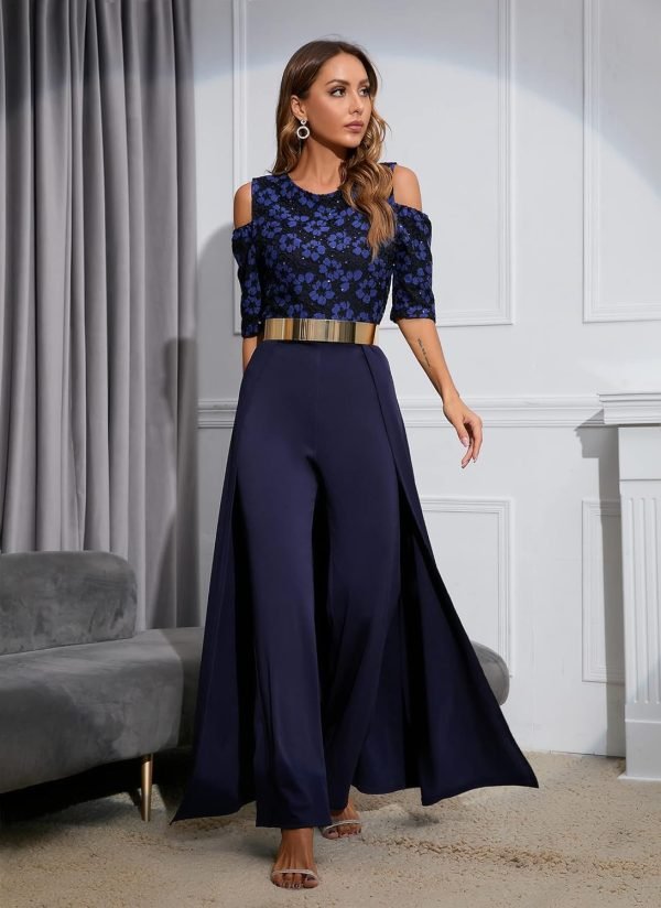 71s7zCEVXIL._AC_SL1500 Patchwork Overlay Embellished Plain Women's Jumpsuit High-Waist Woman Romper