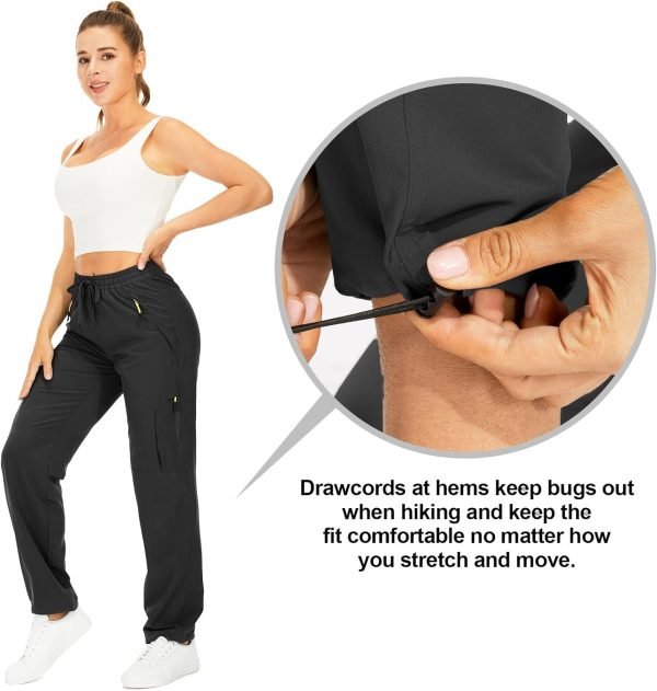 Womens Hiking Pants Quick Dry UPF 50 Travel Golf Pants Lightweight Camping Work Cargo Pants Zipper Pockets