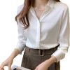 71zvtAWMwKL._AC_SL1500 Women's Satin Blouse Fashion Long Sleeve Satin Silk Shirt Work Office Top Casual Shirt