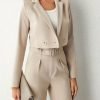 Business Casual Two-piece Set, Double-breasted Lapel Long Sleeve Blazer & Belted Wide Leg Pants Outfits, Women's Clothing