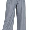Women's Casual Striped High Waisted Wide Leg Pants Elastic Waist Loose Fit Trousers
