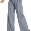 Women's Casual Striped High Waisted Wide Leg Pants Elastic Waist Loose Fit Trousers