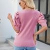 Puff Short Sleeve Sweater Tops 2024 Spring Summer Trendy Square Neck Casual Pullover Sweaters T Shirts Blouses