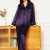 81aq_Woi3yL._AC_SL1500 Women's Satin Pajamas Set Long Sleeve Button Down Shirt With Long Pant Sleepwear