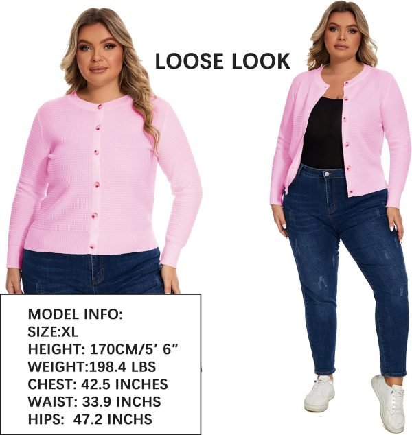 Women's Crew Neck Button Down Long Sleeve Solid Knit Classic Cardigan Sweater