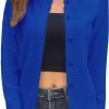Women's Crew Neck Button Down Long Sleeve Solid Knit Classic Cardigan Sweater