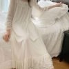 Women's Lace  Nightgown Long Sleeve Sleepwear Nightdress