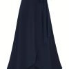 Solid Ruffle Hem Skirts, Elegant High Waist Tied Midi Skirts, Women's Clothing