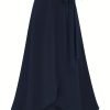Solid Ruffle Hem Skirts, Elegant High Waist Tied Midi Skirts, Women's Clothing