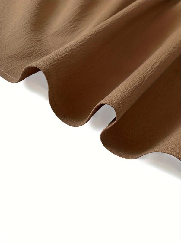 Women's Elegant Skirt, Plus Size Solid Button Decor Elastic High Rise Ruffle Hem Swing Maxi Skirt