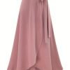 Solid Ruffle Hem Skirts, Elegant High Waist Tied Midi Skirts, Women's Clothing