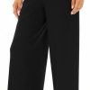 Wide Leg Stretchy Pants for Women Business Casual Pants Dress Pants with Pockets Self Tie Belted