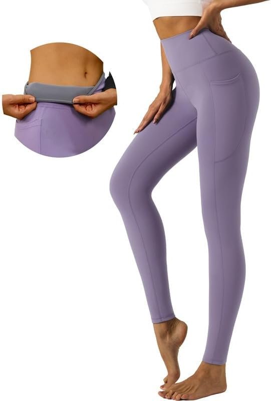 Womens Yoga Leggings Tummy Control Yoga Pants with Pockets High Waist Buttery Soft Workout Leggings