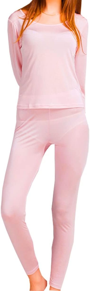 Womens Silk Long Underwear Mulberry Silk Long Johns Silk Thermal Underwear Sets Cold Weather Base Layer
