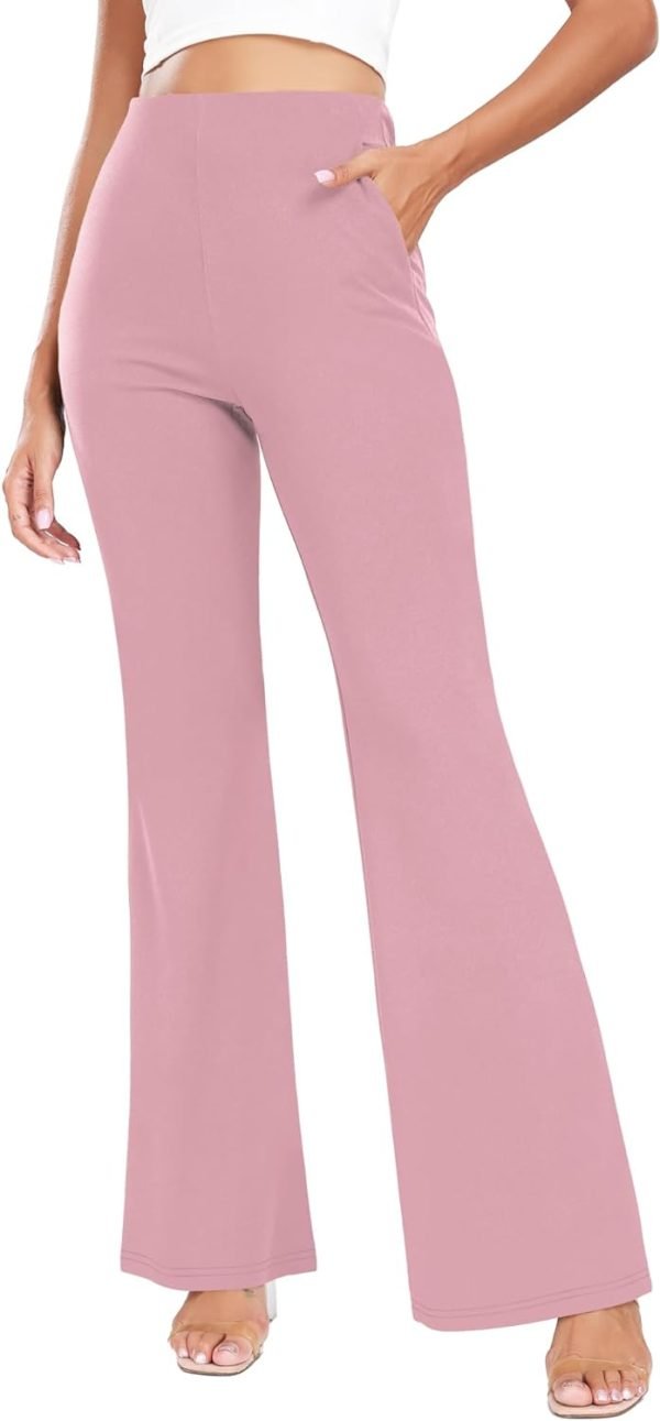 Women's High Waist Casual Wide Leg Pants, Button Dress Pants for Women, Work Pants with Pockets for Women Office.